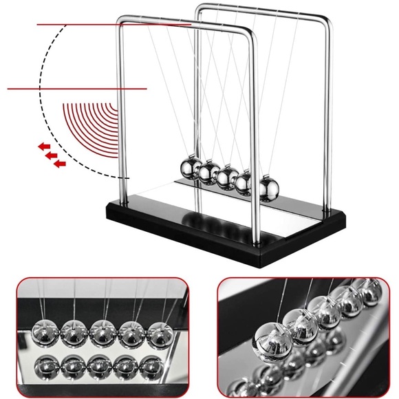 Newton's Cradle Desk Table Decor Metal Pendulum Balance Ball Physics Science - Picture 4 of 7